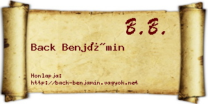 Back Benjámin névjegykártya