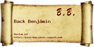 Back Benjámin névjegykártya